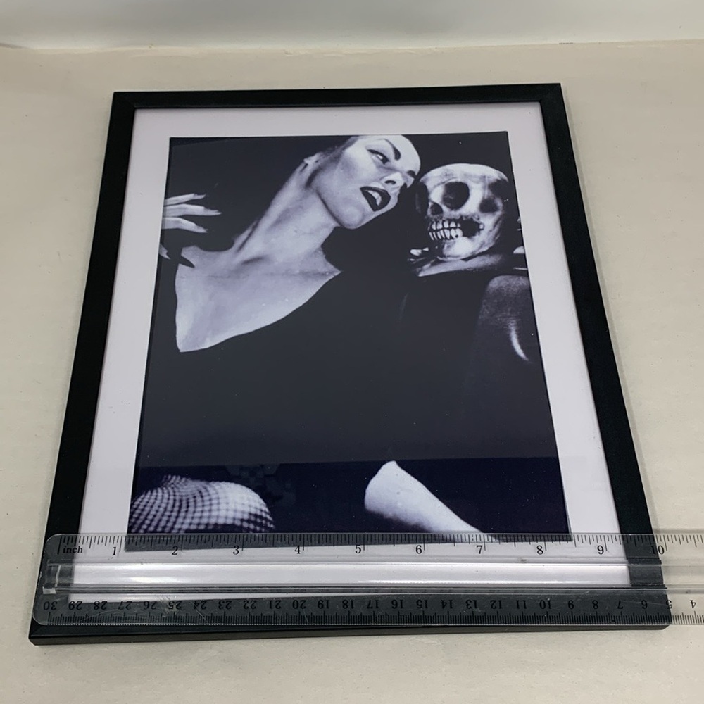 2 Vampira with skull heads Black and White Halloween Art Prints goth decor new - Picture 11 of 17